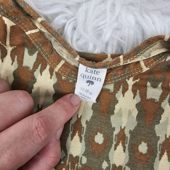 Kate Quinn Aztec Print Brown Green Tan 12-18 Months Baby Romper Bamboo - Picture 4 of 5